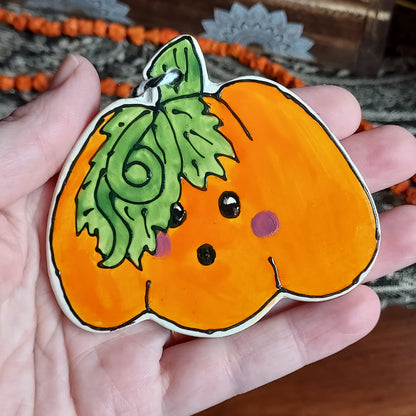 Laura Lee Designs Handpainted Ceramic Hanging Pumpkin Decoration