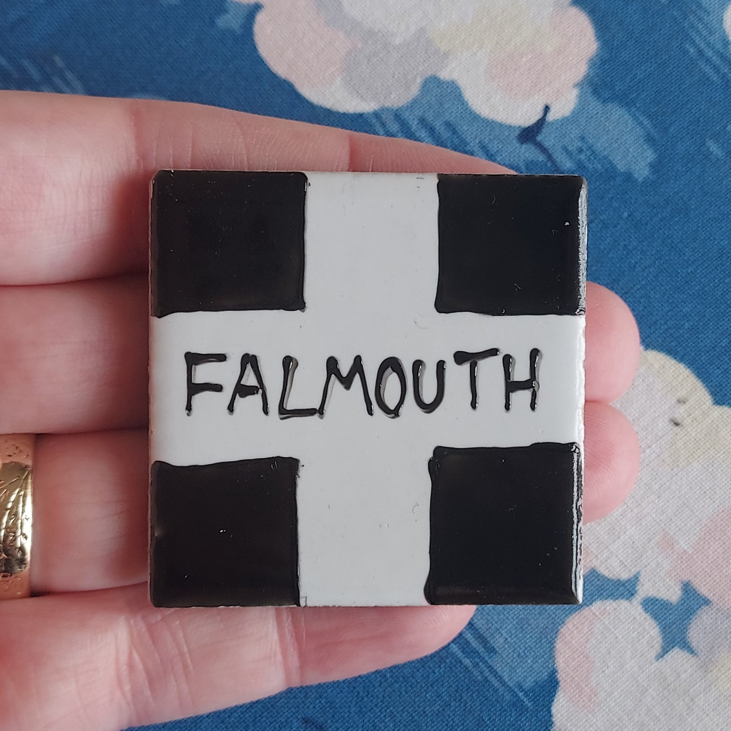 Laura Lee Designs Handpainted Ceramic Cornish Flag Falmouth Magnet