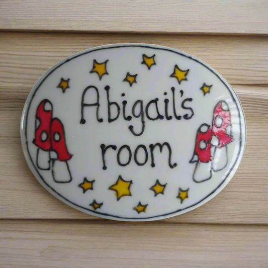 Abigail toadstool name door plaque