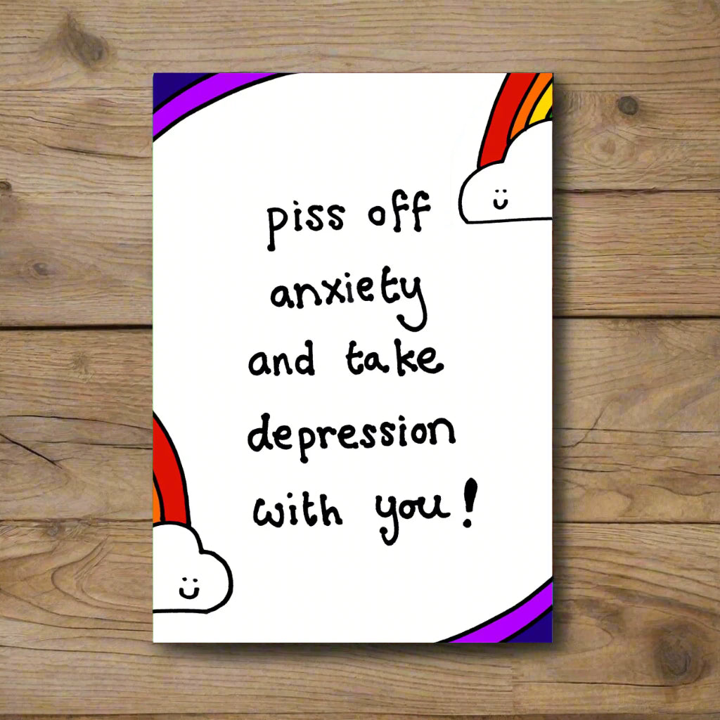 Anxiety and depression wellbeing funny greetings card