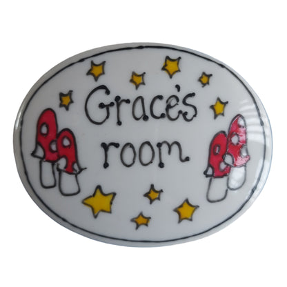 Grace toadstool name door plaque