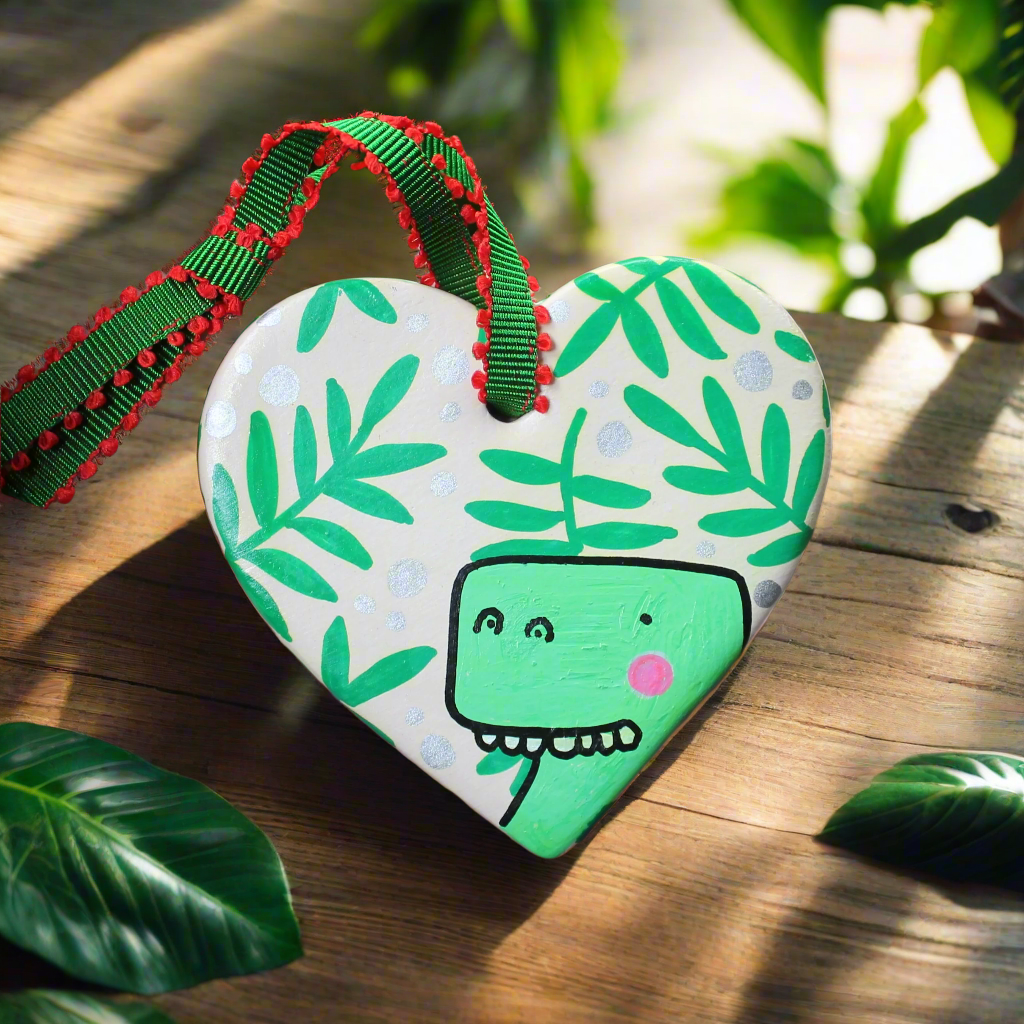 Green dinosaur heart Laura Lee Designs