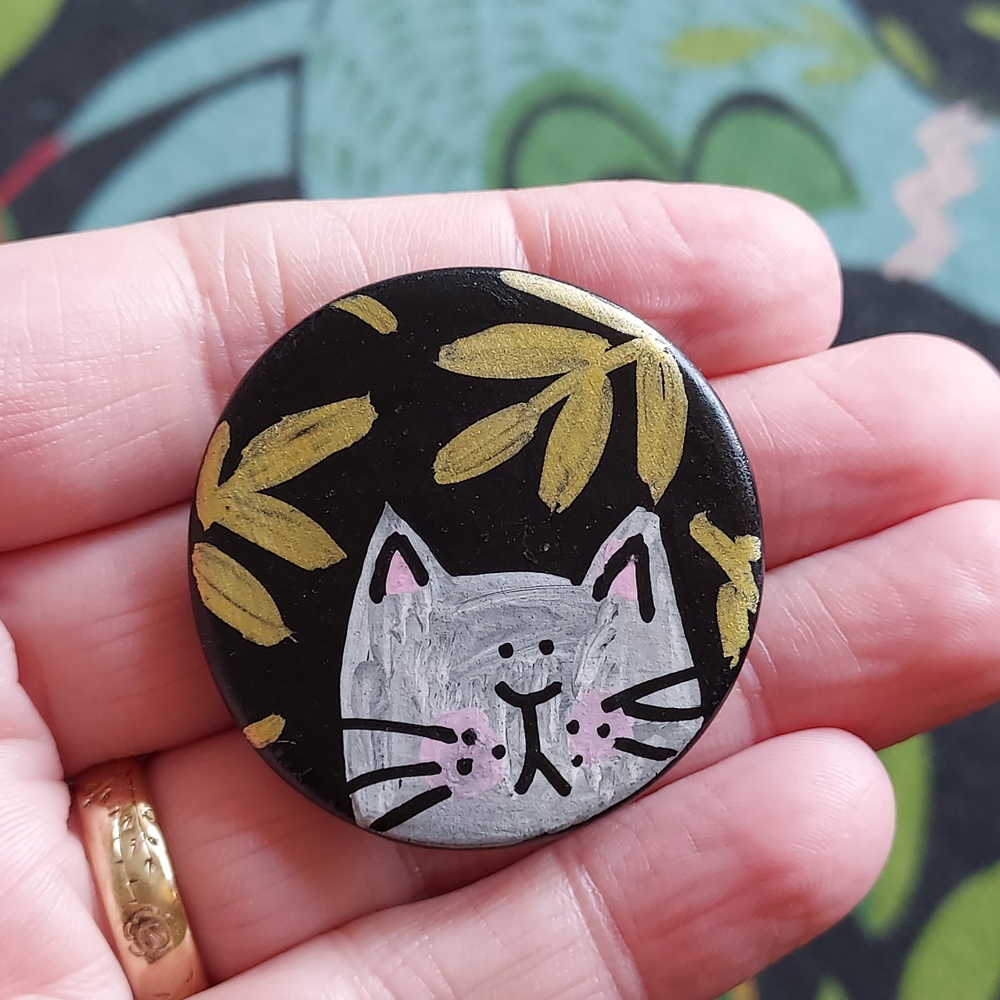 Laura Lee Designs Handpainted Ceramic Cat Magnet