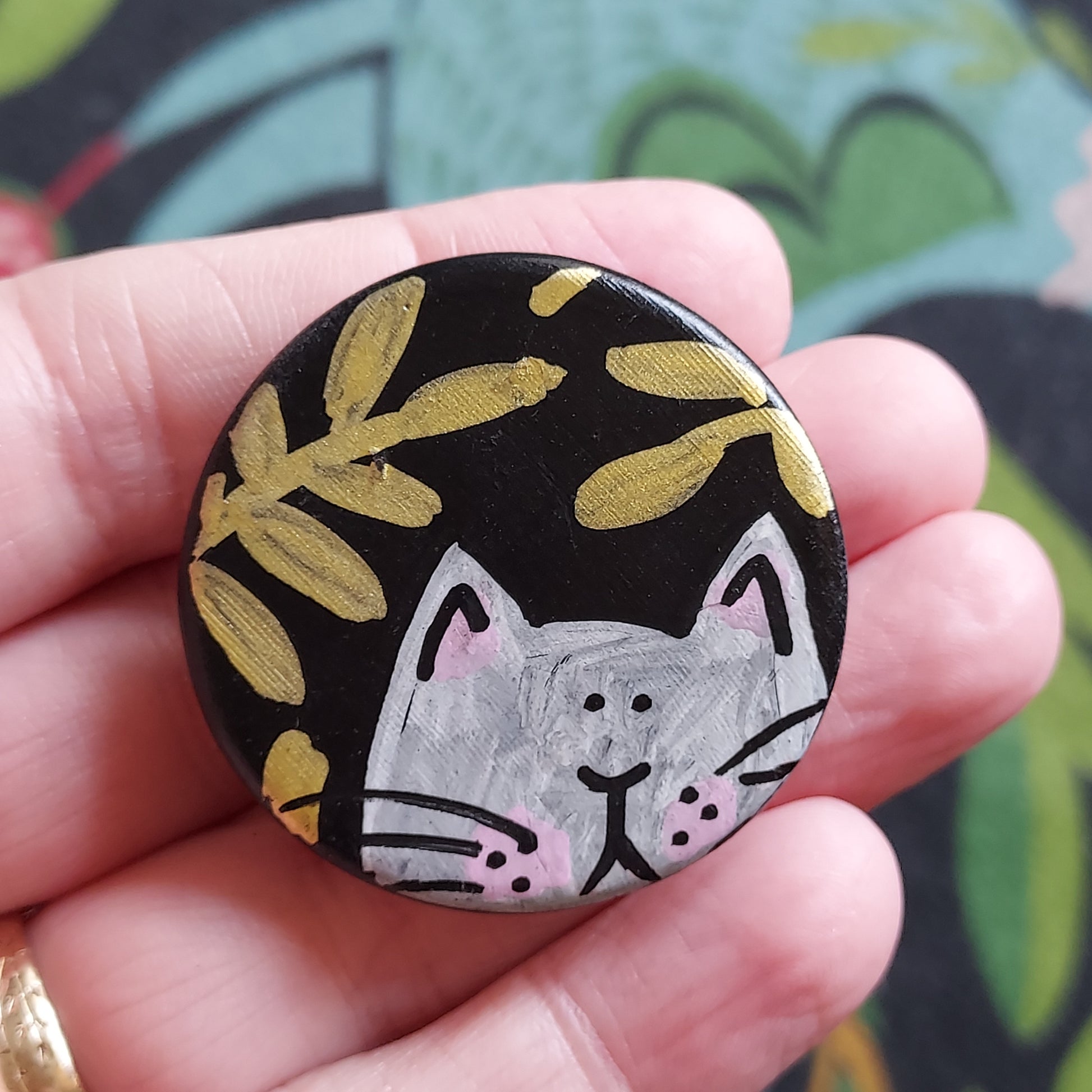 Laura Lee Designs Handpainted Ceramic Cat Magnet