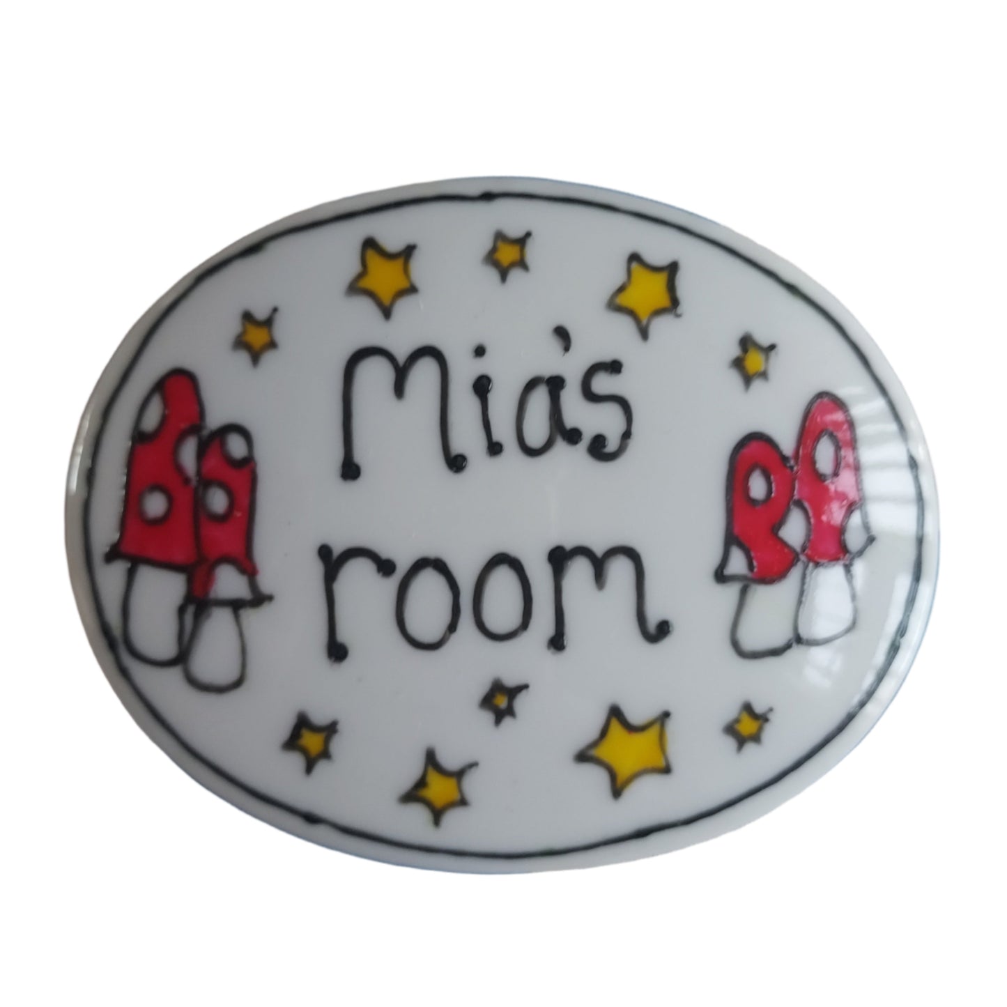 Mias toadstool name door plaque