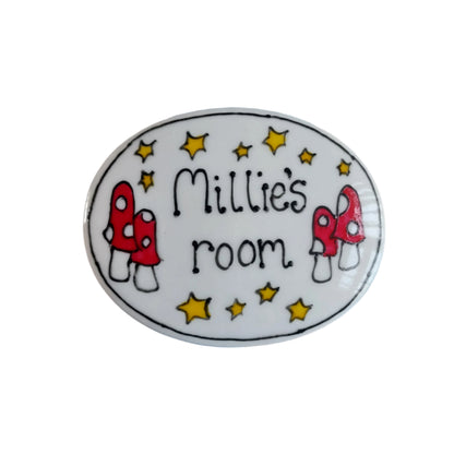  Millies toadstool name door plaque