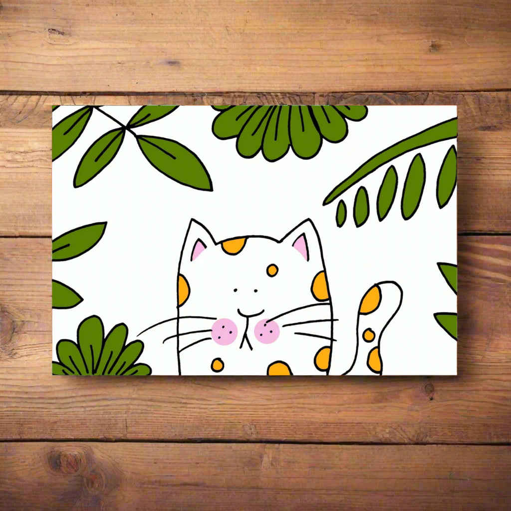 Plant lovers cat greetings card Laura Lee Designs