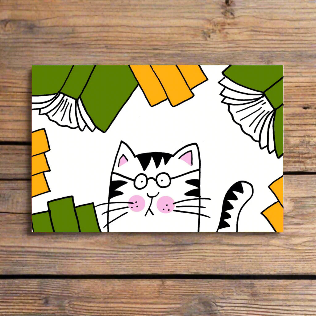 The librarians cat greetings card Laura Lee Designs