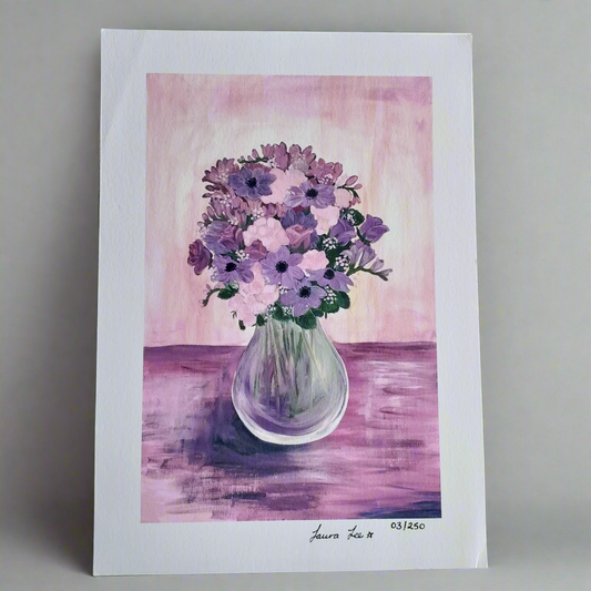 Purple flowers giclee print of an original acrylic painting by Laura Lee