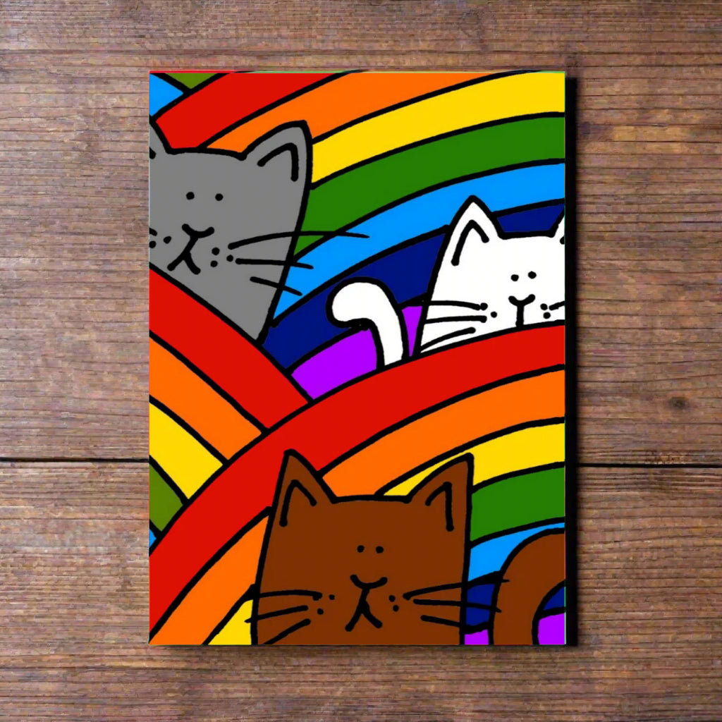 Rainbow cats greetings card Laura Lee Desigsn