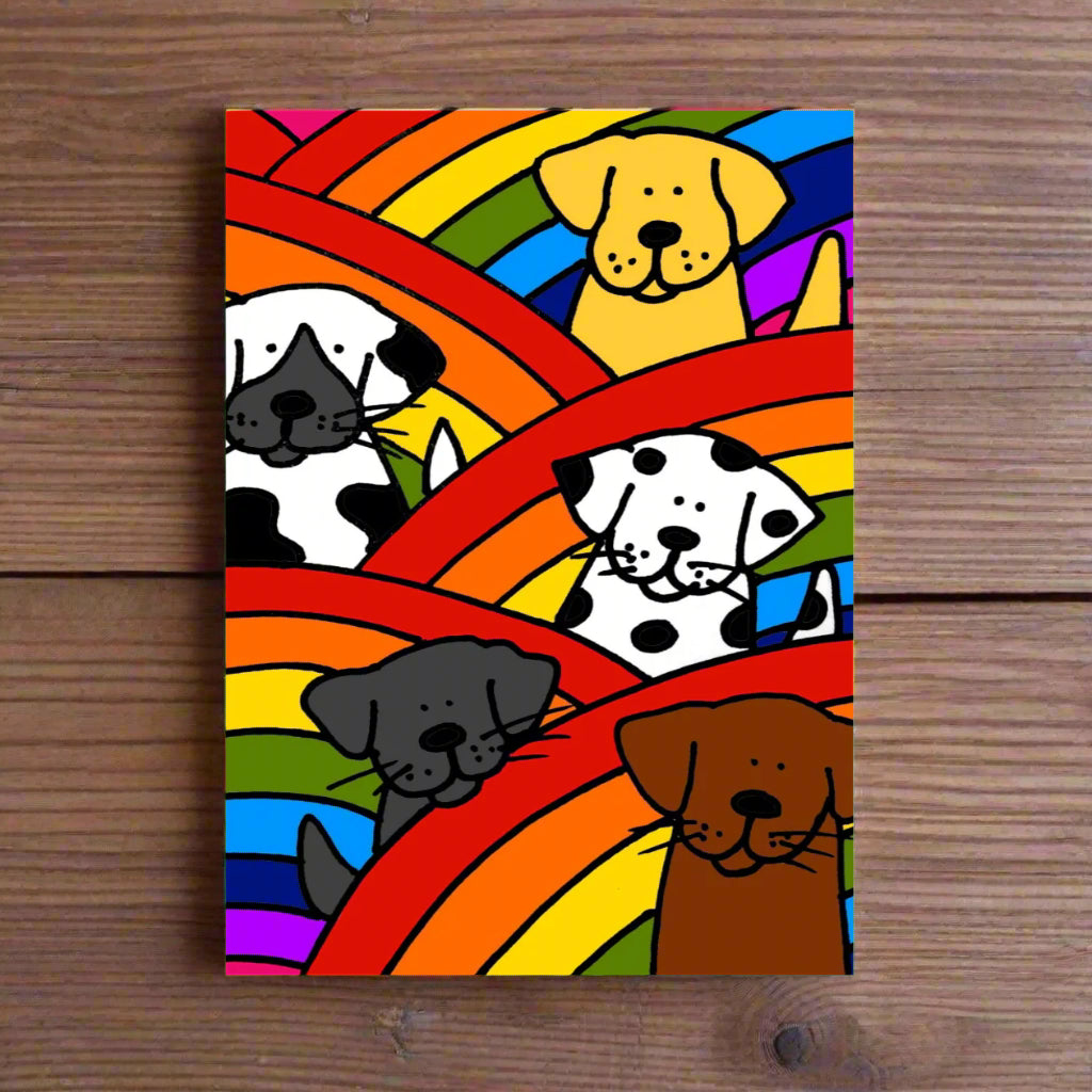 Rainbow dogs greetings card Laura Lee Designs