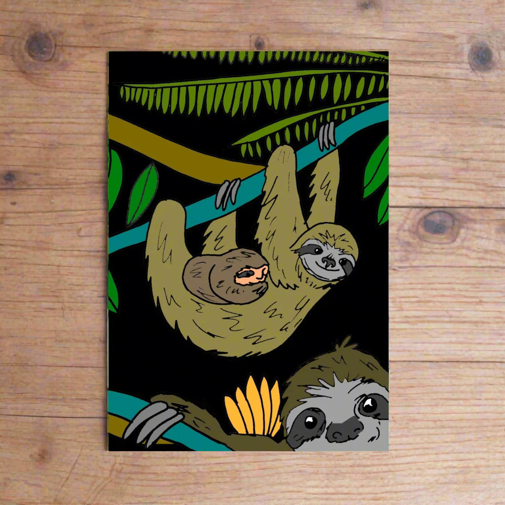 Sloth greetings card Laura Lee Designs