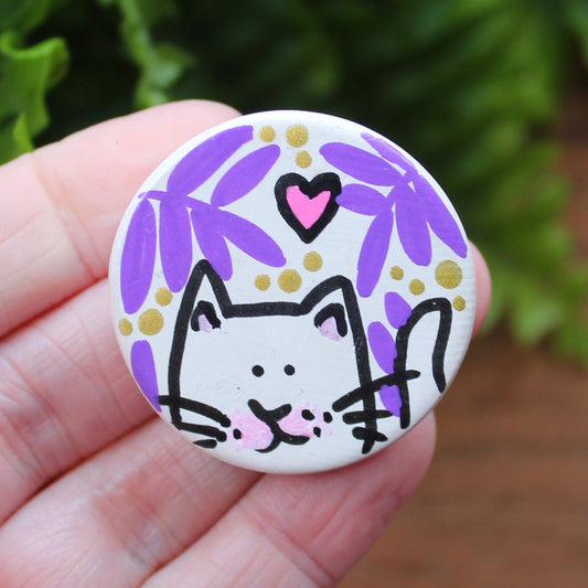 Laura Lee Designs Handpainted Ceramic Cat Magnet