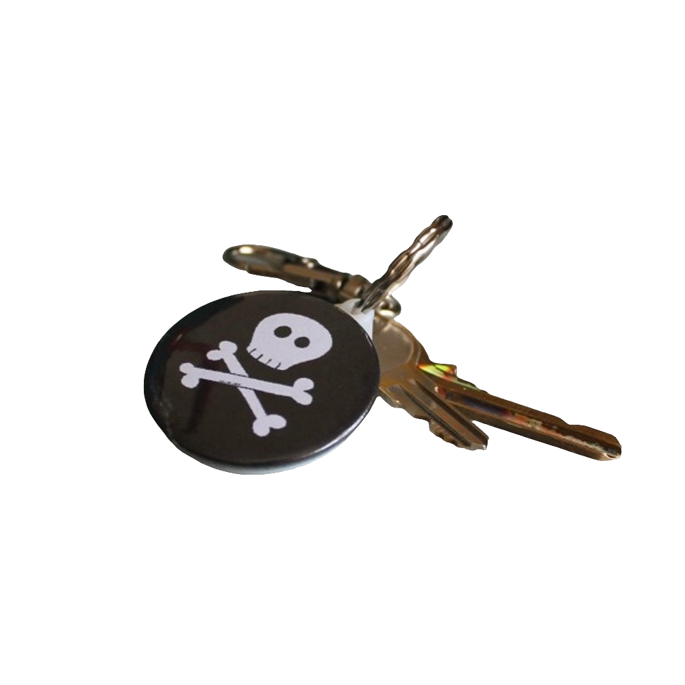 Pirate Keyring  - Skull & Crossbones - Goth - Steampunk - Bag Charm - Zipper Pull - Clip On - Keys