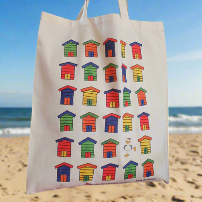 Beach Huts Tote Bag - Beach - Swimming Pool - Fairtrade - Eco