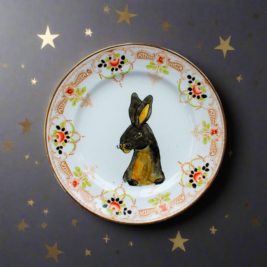 Black rabbit wall plate gothic interiors