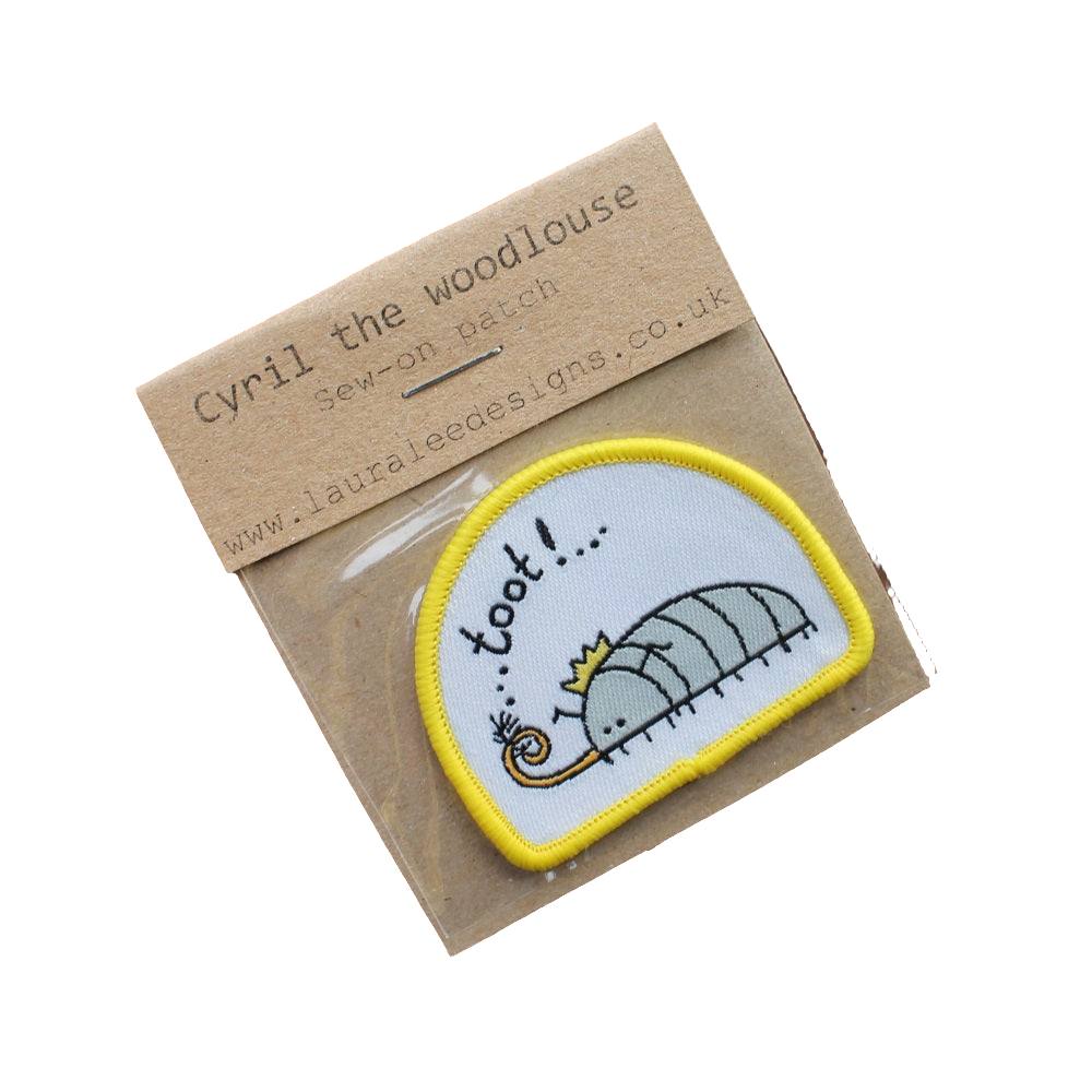 Cute Party Cyril The Woodlouse  Sew On Patch Laura Lee Designs