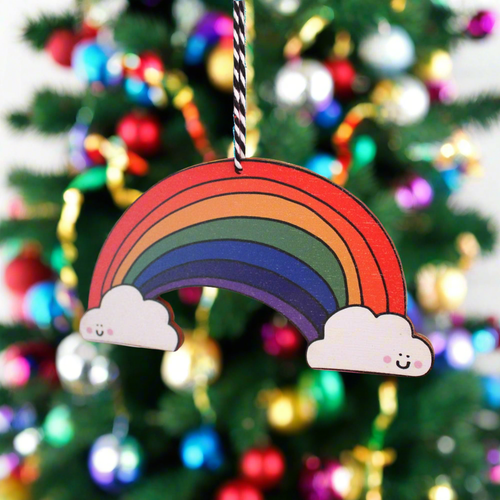 Rainbow Christmas tree ornament by Laura Lee Designs