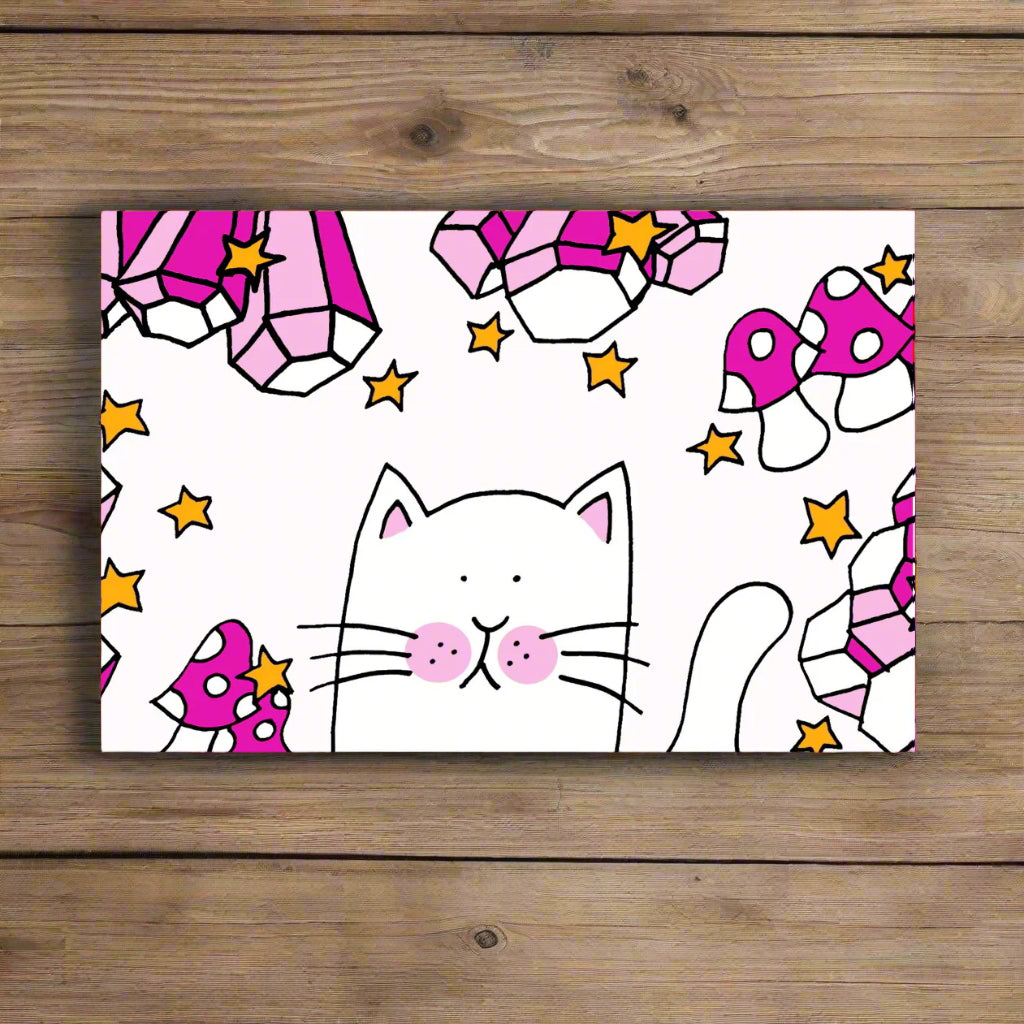 Crystal Healers cat greetings card