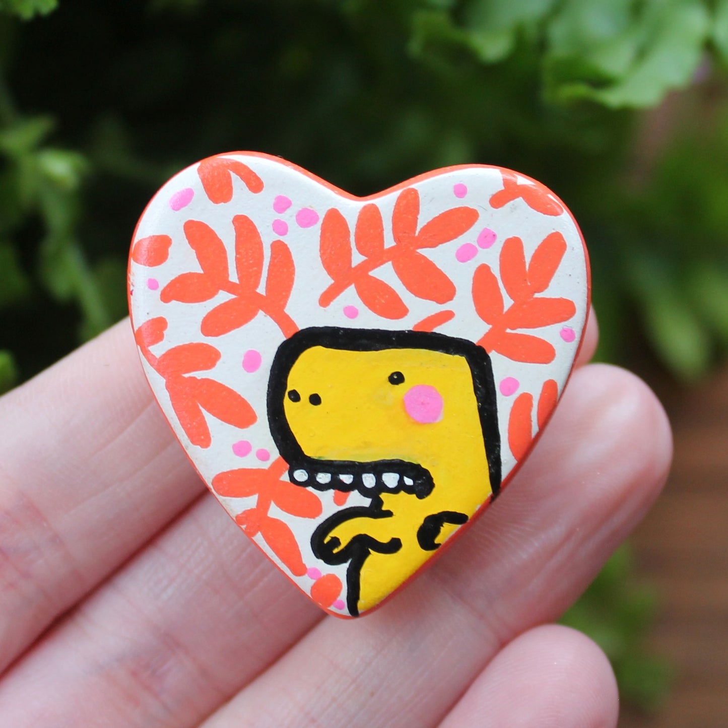 Laura Lee Designs Handpainted Ceramic Dinosaur Heart Magnet