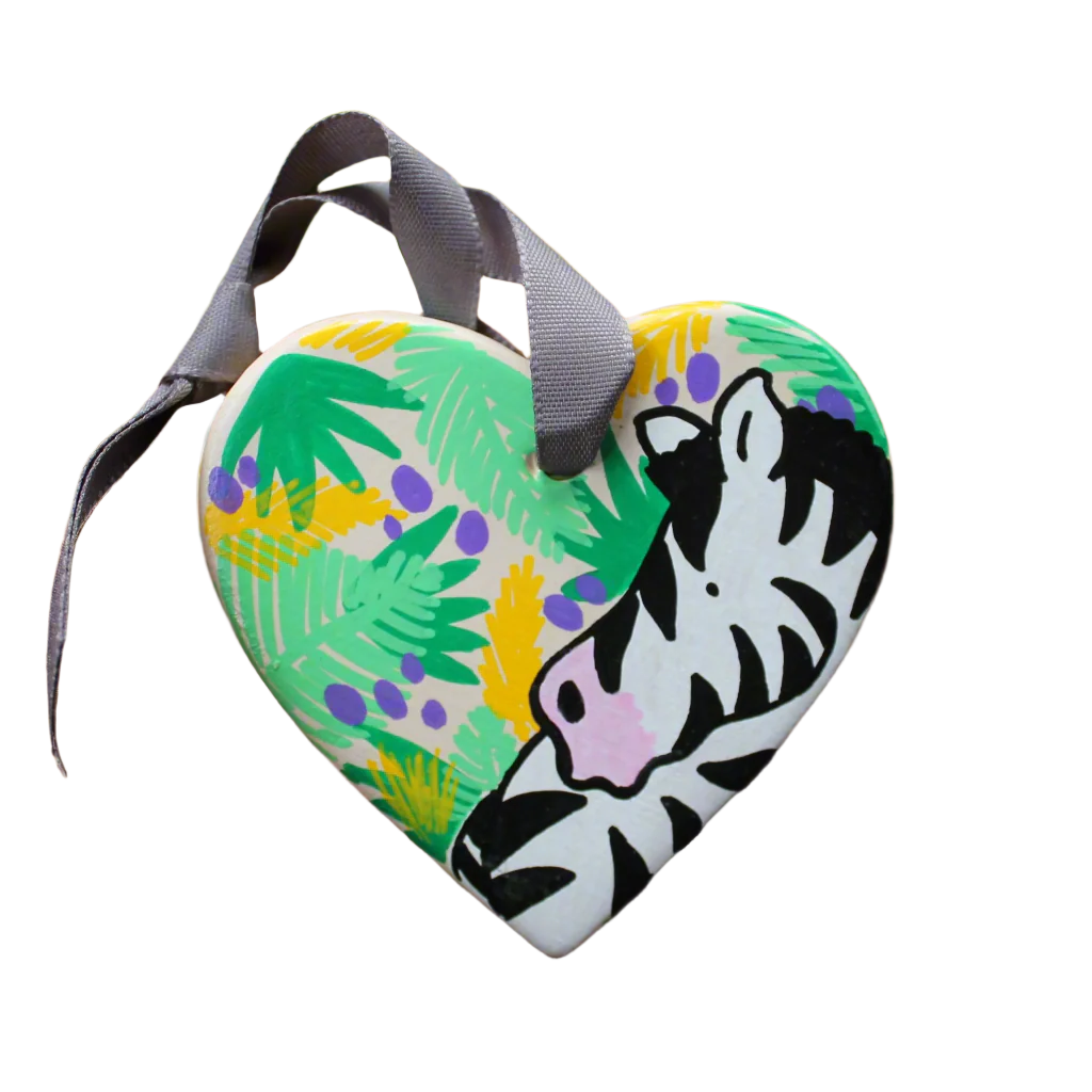 Zebra ceramic heart Laura Lee Designs