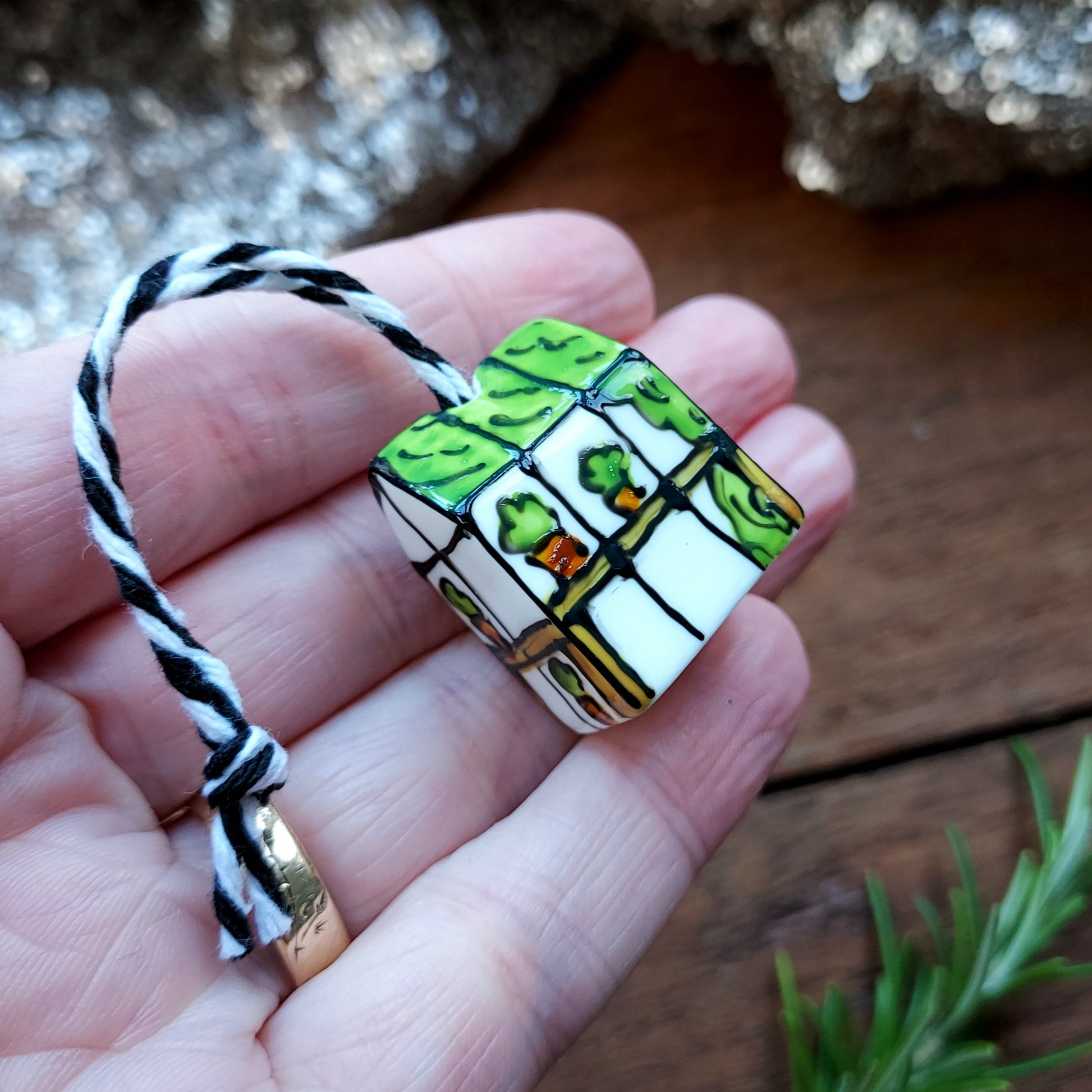 Ceramic Hand Painted Miniature Greenhouse Decoration Laura Lee Designs