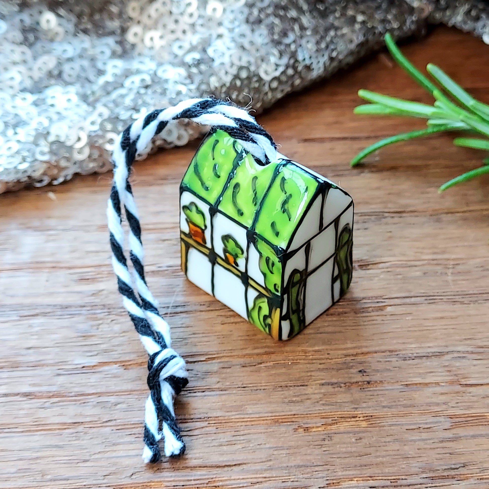 Ceramic Hand Painted Miniature Greenhouse Decoration Laura Lee Designs