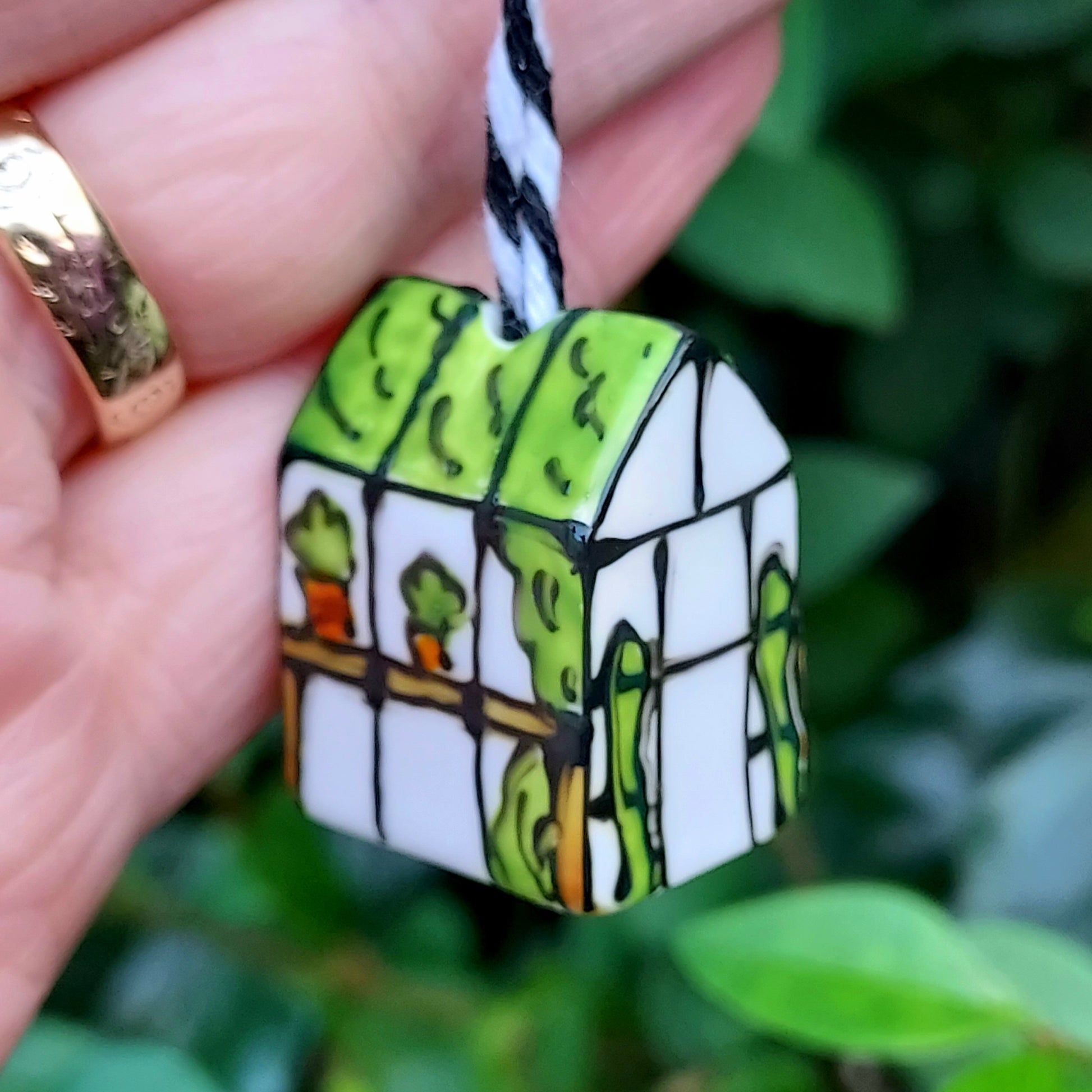 Ceramic Hand Painted Miniature Greenhouse Decoration Laura Lee Designs