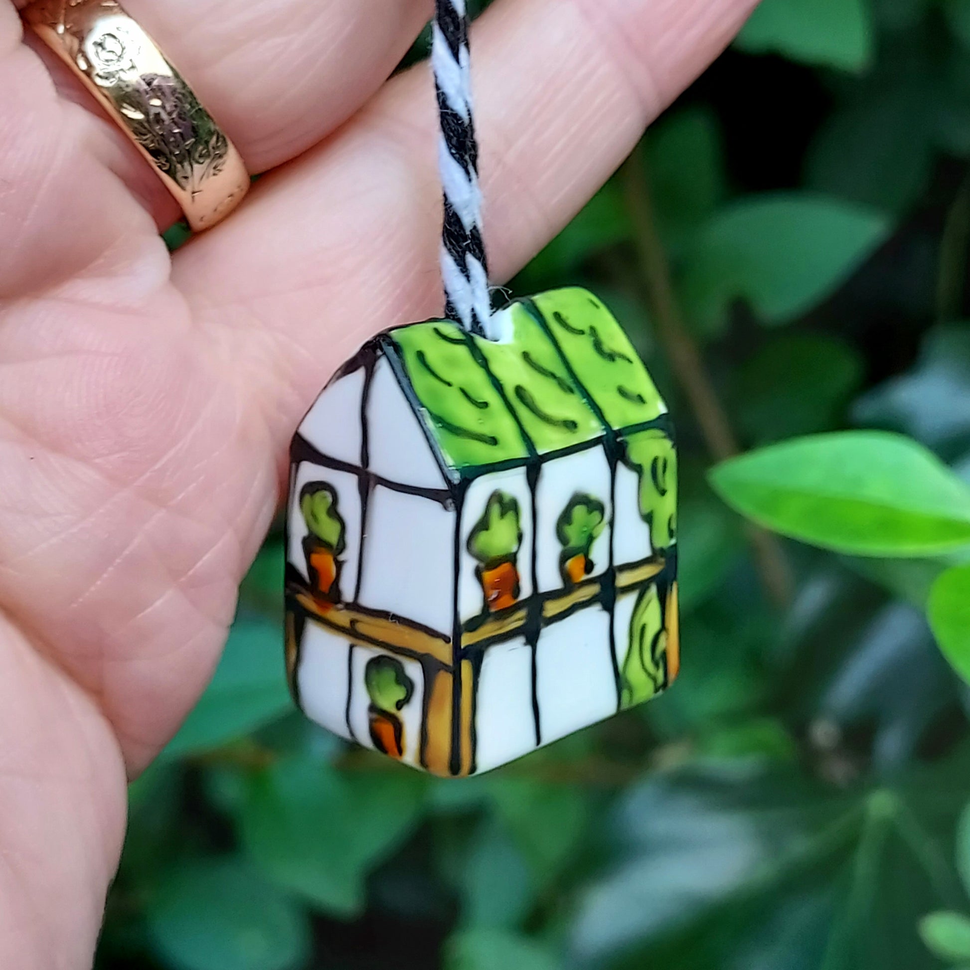 Ceramic Hand Painted Miniature Greenhouse Decoration Laura Lee Designs