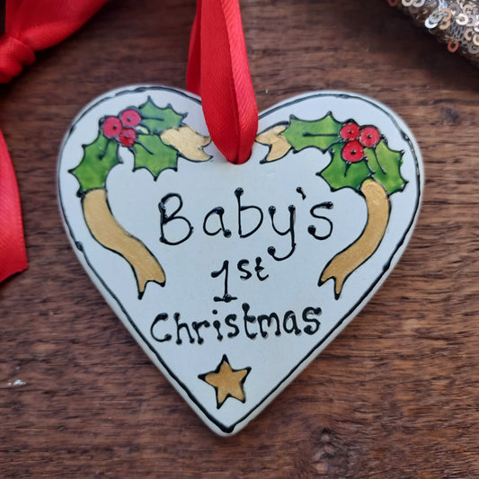 Babys first christmas tree ornament decoration Laura Lee Designs