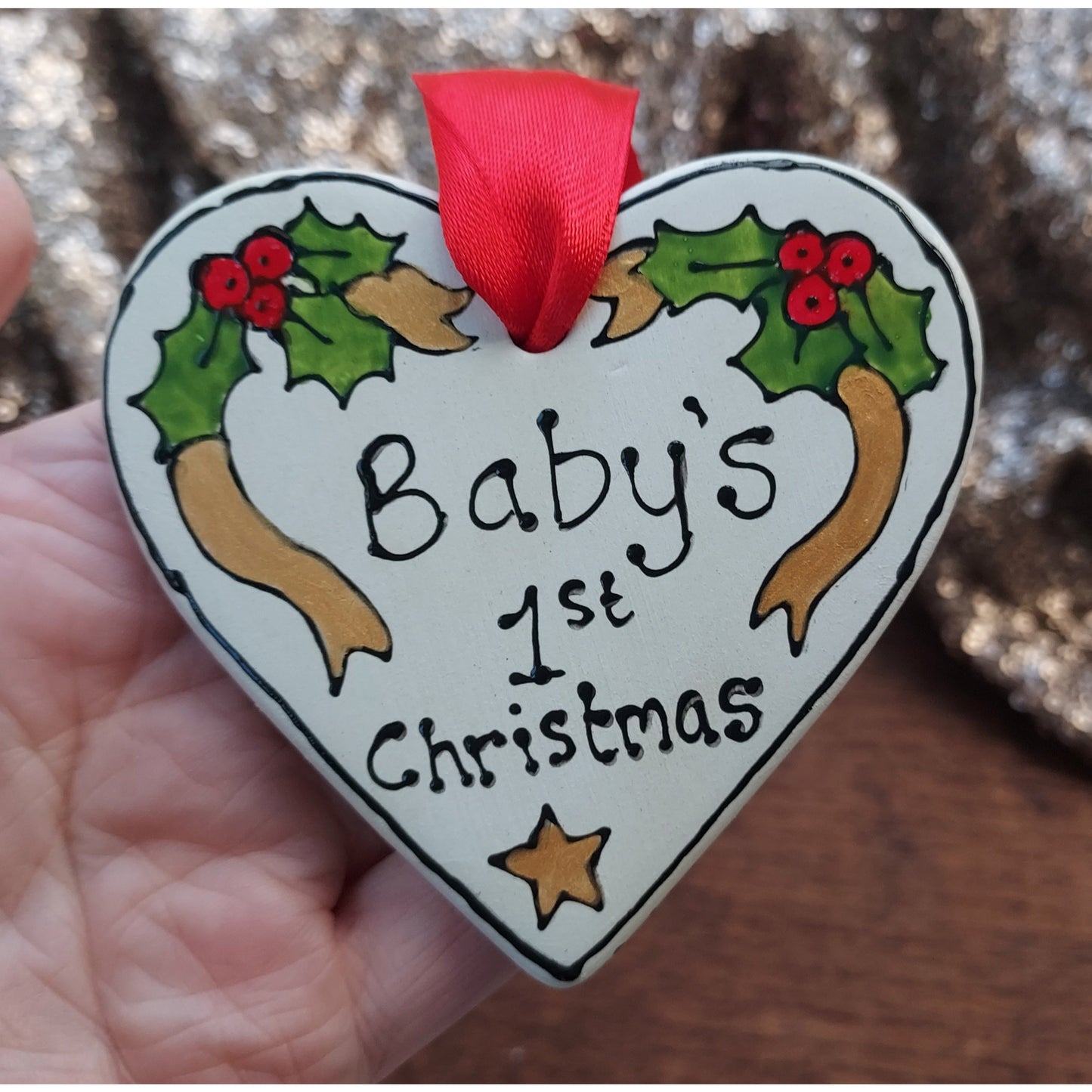 Babys first christmas tree ornament decoration Laura Lee Designs