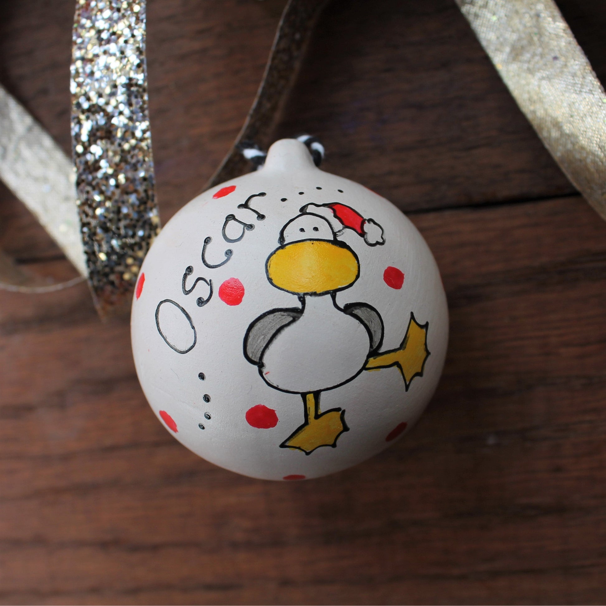 Laura Lee Designs Ceramic Personalised Christams Seagull Hanging Decoration