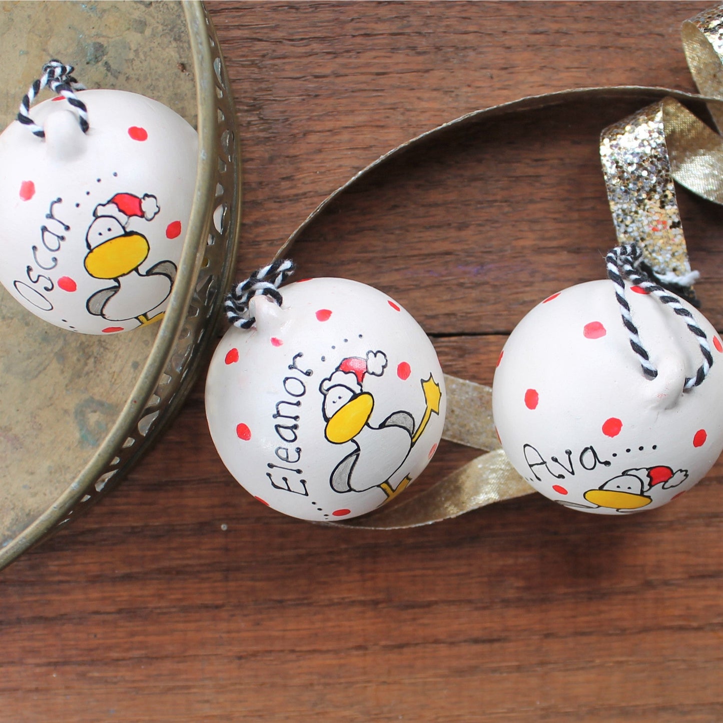 Laura Lee Designs Ceramic Personalised Christams Seagull Hanging Decoration