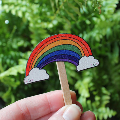 Rainbow plant stick terrarium decoration