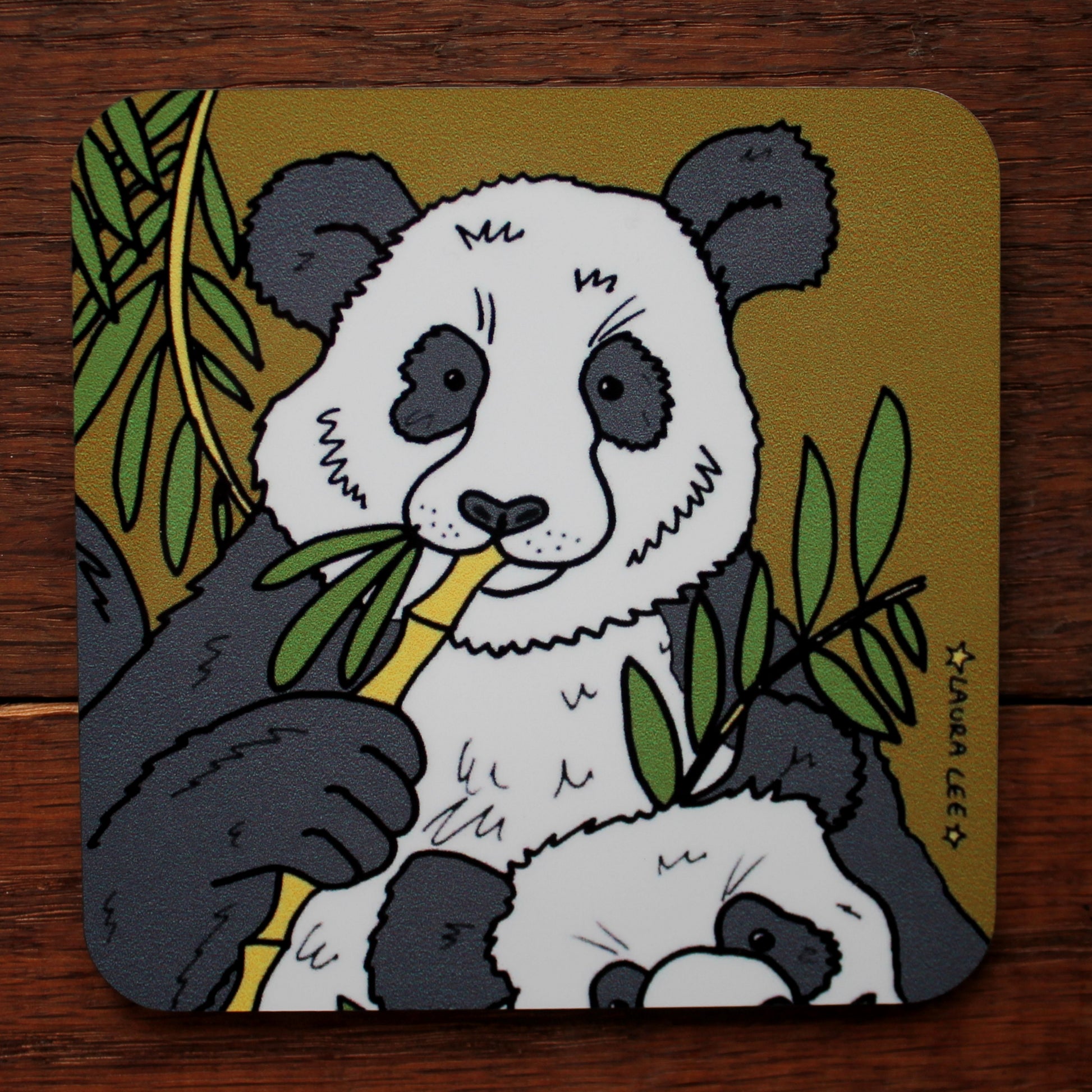 Green panda coaster by Laura Lee designs