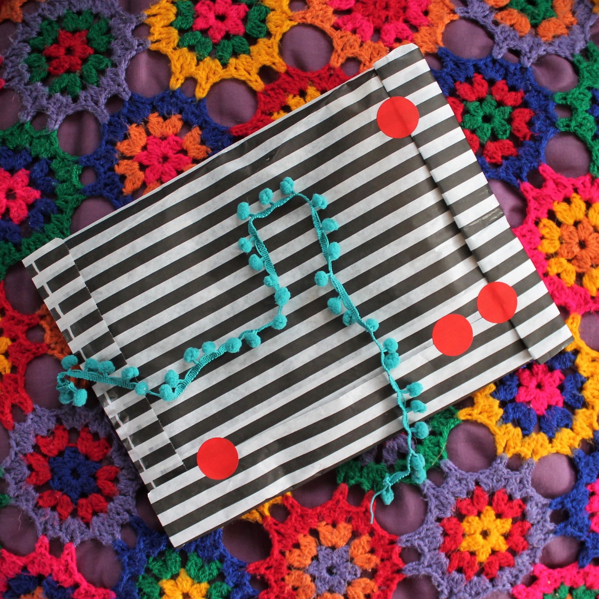 Black and white stripe gift bag